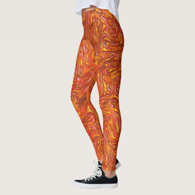 Legging Textura avermelhada vívida com tons de amarelo (Esquerda)