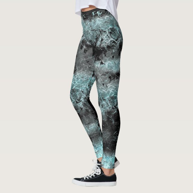 Legging Textura azul acinzentada mastigada (Esquerda)