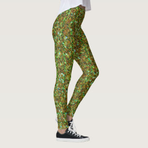 Legging Textura brilhante verde e acastanhada