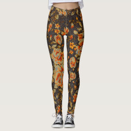 Legging textura da linha do lápis floral abstrato