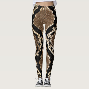 Legging Textura da pele do Caneleira-Cobra