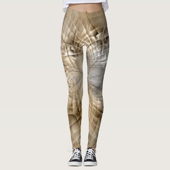 Legging Textura de Arte Fractal Moderno Abstrato Tons da T (Frente)