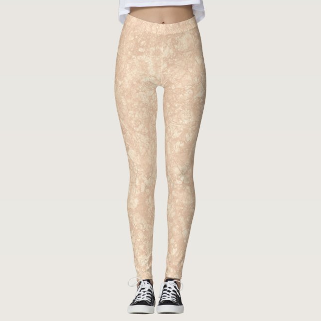 Legging Textura de Creme de Beige Leve Marble Terrazzo (Frente)