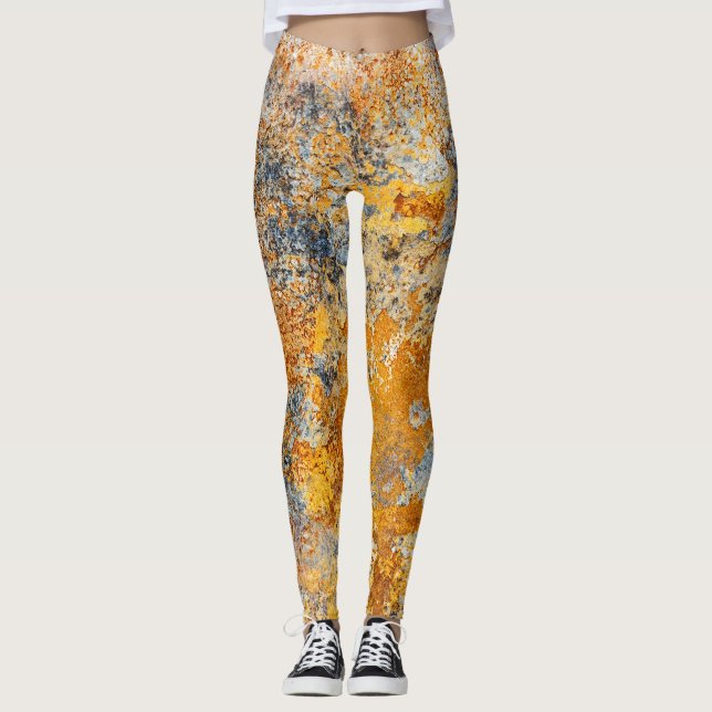 Legging Textura de ferrugem antiga, fundo metálico resplan (Frente)