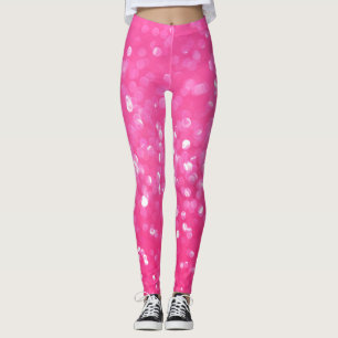 Legging Textura de Foto de Brilho Cor-de-Rosa Vibrante 