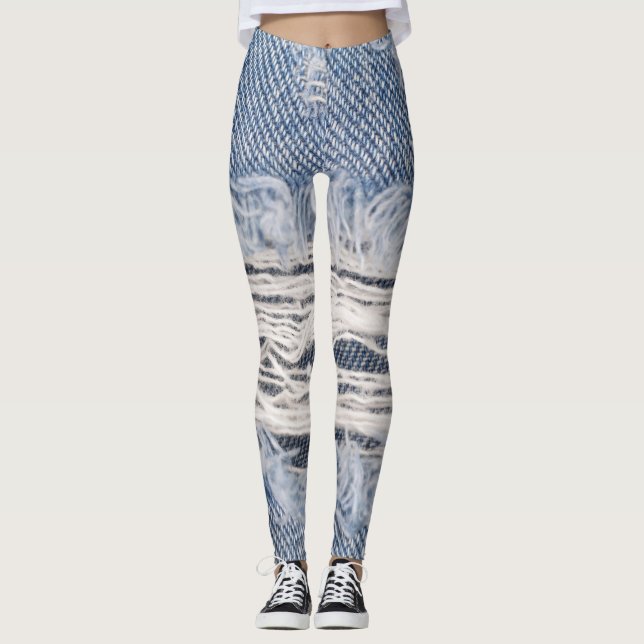 Legging Textura de Jeans com risca desbotada (Frente)