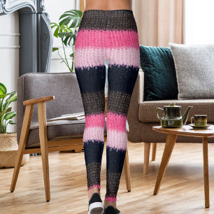 Legging Textura de Lã Têxtil Moderna Multicolorida Listrad