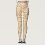Legging Textura de madeira russa com Cor damasco branca<br><div class="desc">Na moda,  pernas rústicas,  inspiradas em boho,  com cor damasco branca com fundo de textura de madeira. Estão disponíveis outros padrões com a mesma base de madeira.</div>