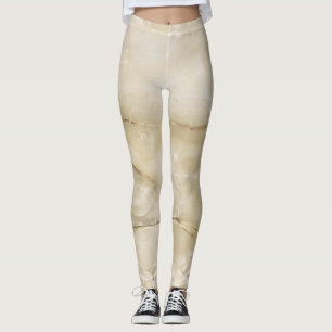Legging Textura de Mármore Dourado Feminino Moderno