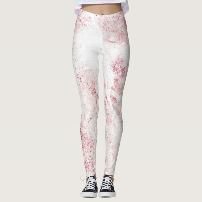 Legging Textura de mármore rosa branco, cor-de-rosa (Frente)