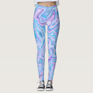 Legging Textura de Mármore Violeta Azul Abstrato Pintura L