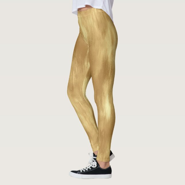 Legging Textura de Ouro Escovado Abstrato (Esquerda)