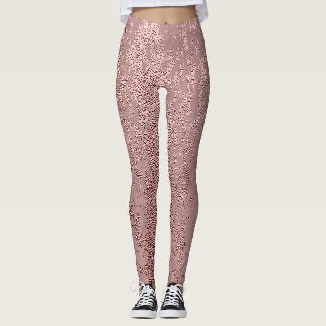 Legging Textura de ouro metálico, quartzo rosa. (Frente)