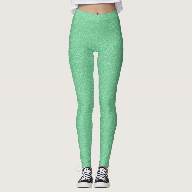 Legging Textura de pele de cobra estampada em verde menta  (Frente)
