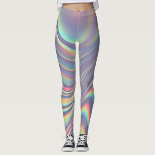 Legging Textura de Remoinho Holográfico Iridescente