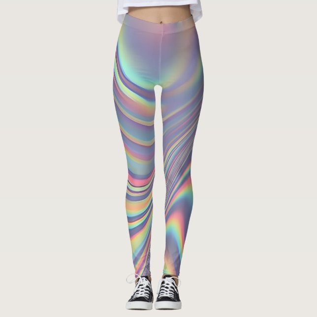 Legging Textura de Remoinho Holográfico Iridescente (Frente)