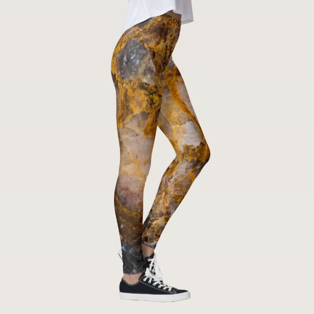 Legging textura de rocha mineral branca em abstrato bronze (Direita)
