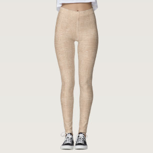 Legging Textura de Tecido de Linho Natural em Bege Quente