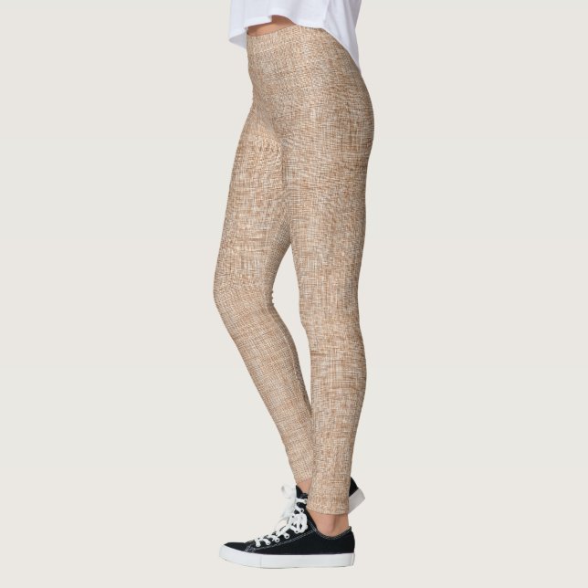 Legging Textura de Tecido de Linho Tecido em Bege Natural  (Esquerda)