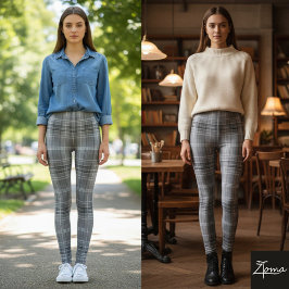 Legging Textura de Xadrez de Escala Média Repetida em Tons