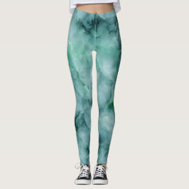 Legging Textura em forma de mármore em verde-int