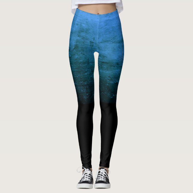 Legging Textura Envelhecida Ombré Preta - Azul (Frente)
