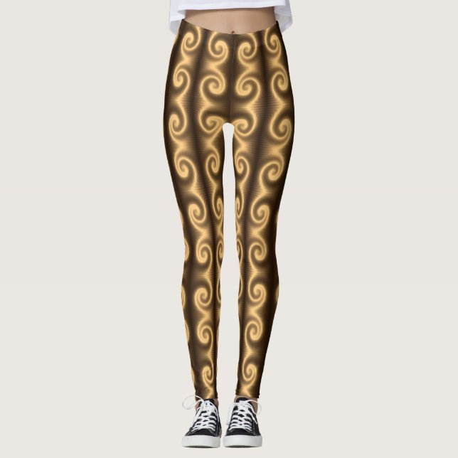 Legging Textura espiral dourada (Frente)