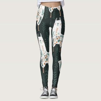 Legging Textura Fleoral de Llamas, Cute Vintage