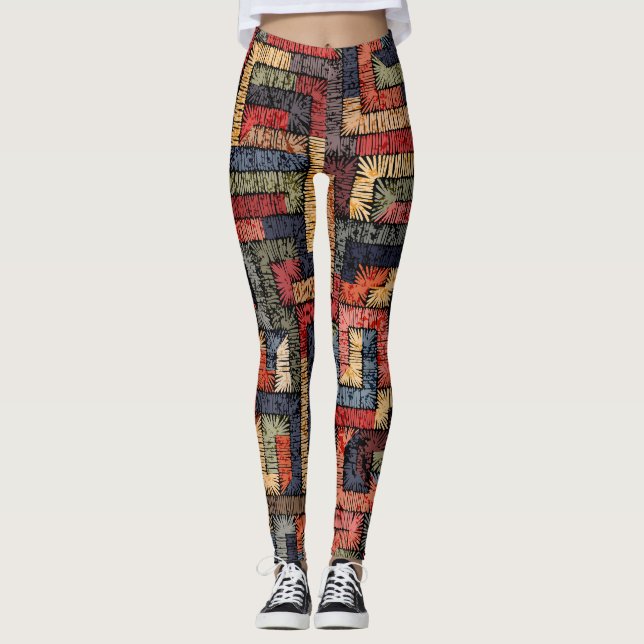 Legging Textura geométrica bordada, étnica (Frente)