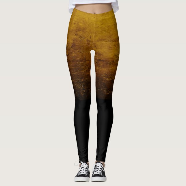 Legging Textura Ombre Preta Envelhecida - Dourado (Frente)