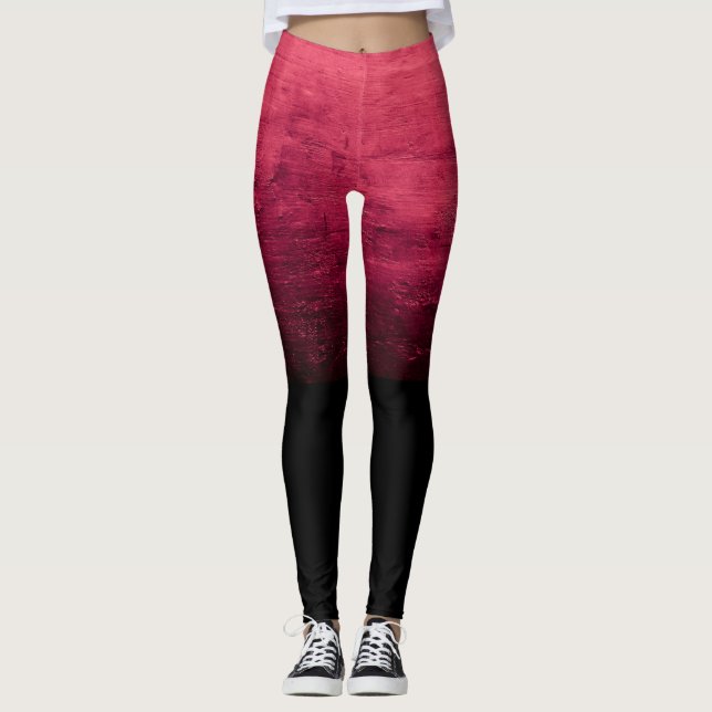 Legging Textura Ombre Preta Envelhecida - Vermelho (Frente)