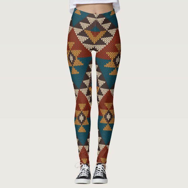 Legging Textura Tribal Da Lã Aztec. (Frente)