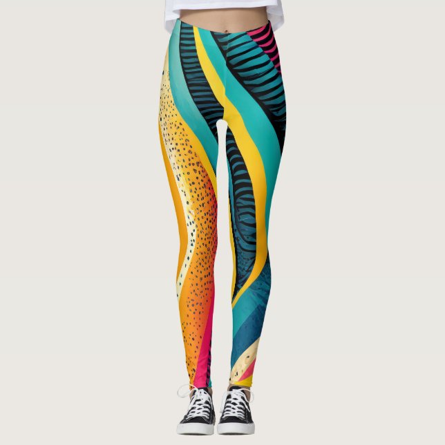 Legging Texturas curvas em cores vivas (Frente)