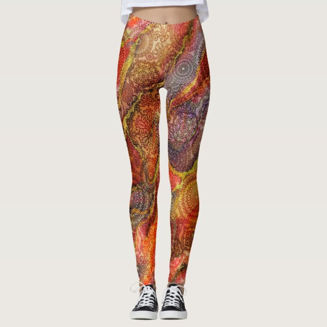 Legging Texturas de mármore e Design (Frente)