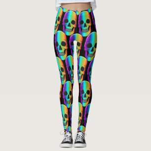 Legging Thunder_Cove do Crânio Humano Psicodélico