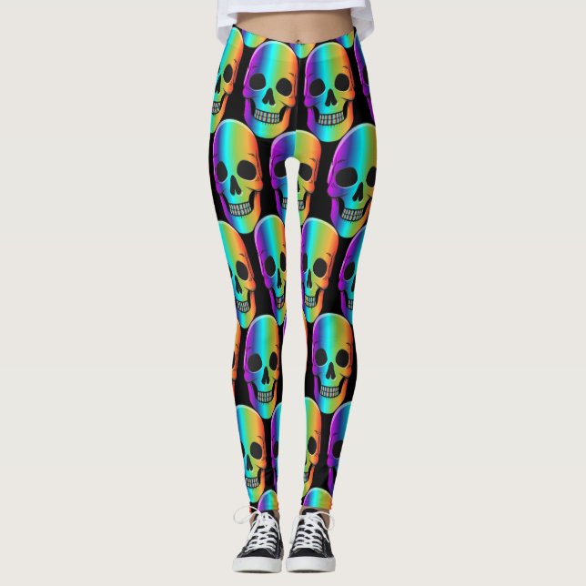 Legging Thunder_Cove do Crânio Humano Psicodélico (Frente)