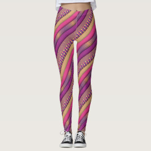 Legging Tíbal Cor-de-rosa Stripes Geométricas Etnia Negrit