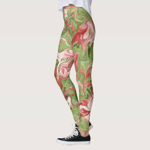 Legging Tie Dye Red Green Design