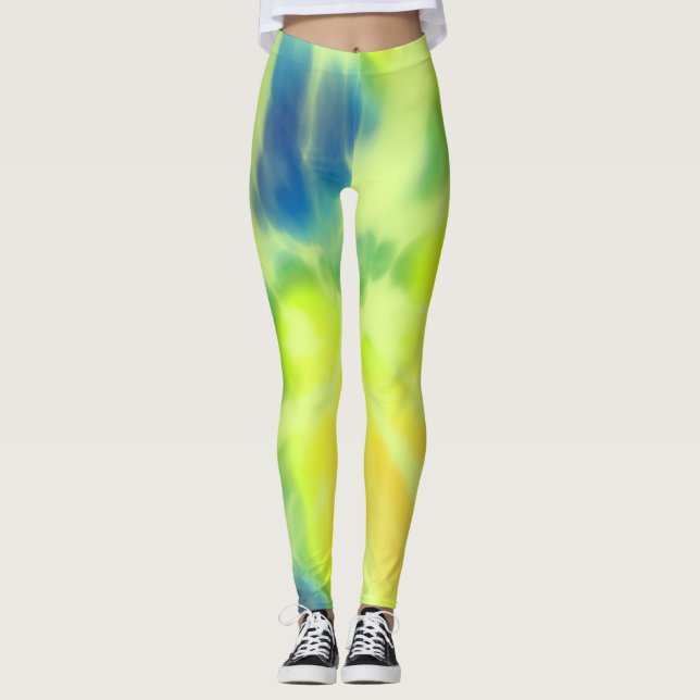 Legging Tiedye azul e amarelo (Frente)