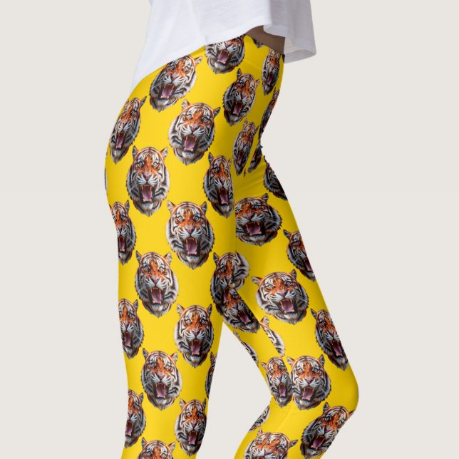 Legging Tiger Head Pattern Design Yellow  (Criador carregado)