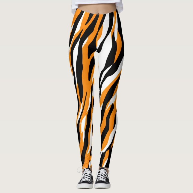 Legging Tiger Stripe Black Orange Wild (Frente)