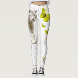Legging Tigre Branco Borboleta Amarela