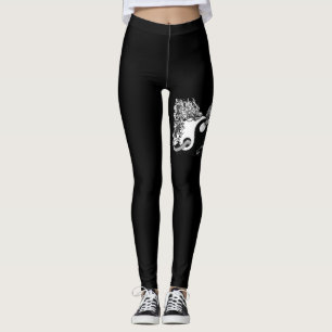 Legging Tigre e Dragão, Yin Yang, Moderno preto e branco
