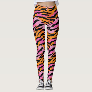 Legging Tigre Grelha Animal Impressão Vibrante Grelha