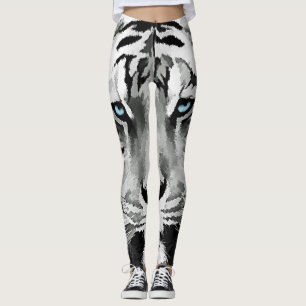Legging Tigre, preto e branco, olhos azuis