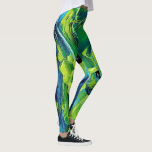 Legging Tinta Acrílica Abstrata em Azul
