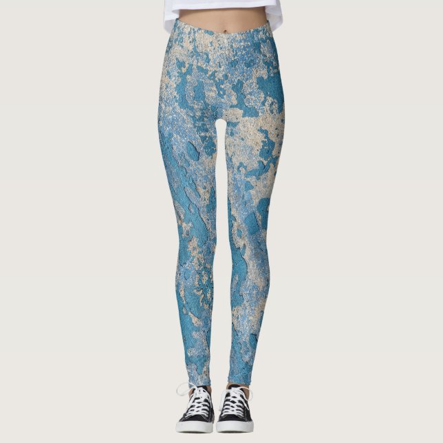 Legging Tinta Azul Antiga, Espalhada (Frente)