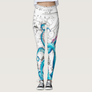 Legging Tinta azul de Tentáculos Queimados