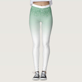 Legging Tinta Brilhante Gota Verde Menta Glam Estética