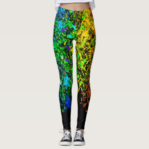 Legging Tinta Colorida de Arco-íris Salpico Gotejamento Mo